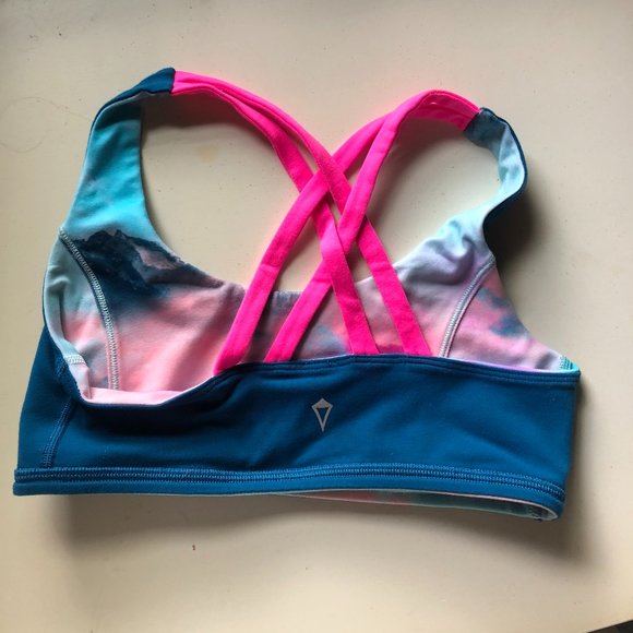 Ivivva Blue Pink & Sky Print Reversible Sports bra - Picture 2 of 5